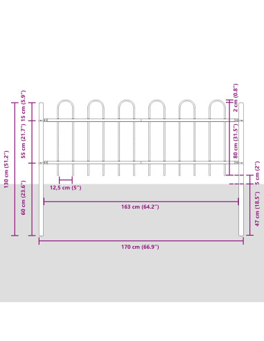 Recinzione per Giardino 8 pcs Grigio 13,6 x 0,8 m
