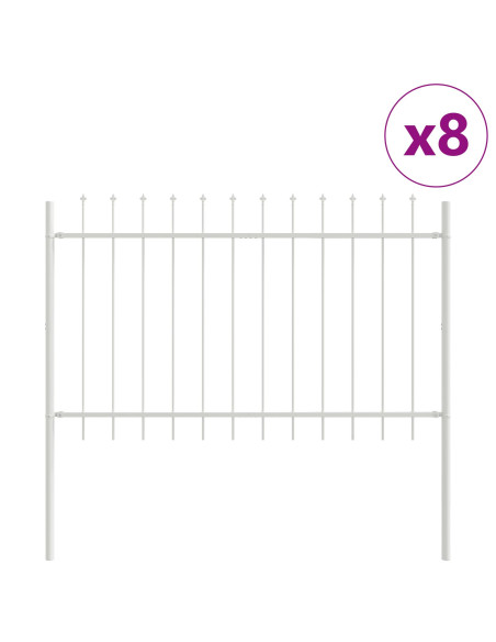 Recinzione da Giardino vitaXL con Punta a Lancia Bianca 13,6x0,8 m in Acciaio