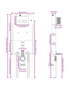 Telaio del Cistern Bianco 50 x 8 x 131 cm Acciaio