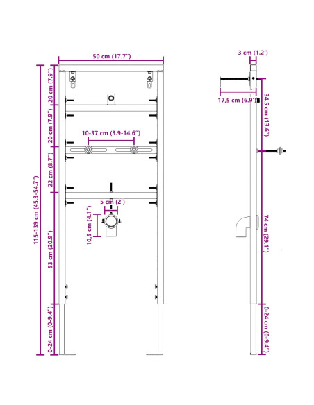 Accessorio da bagno  Blu Acciaio 50 x 17.5 x 139 cm