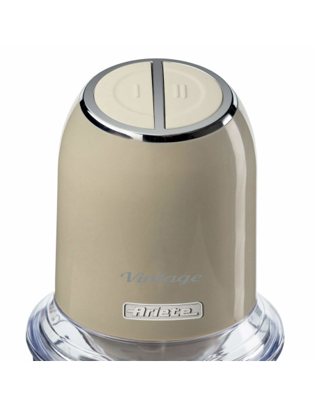 Ariete 438, Tritatutto Vintage, Chopper e Tritaghiaccio, 2 velocità, 4 lame in Acciaio Inox, Tazza graduata 600 ml, 400 W, Beig