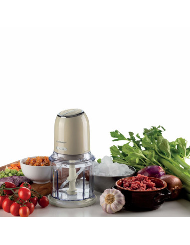 Ariete 438, Tritatutto Vintage, Chopper e Tritaghiaccio, 2 velocità, 4 lame in Acciaio Inox, Tazza graduata 600 ml, 400 W, Beig