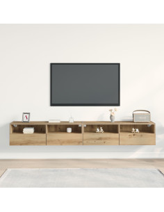 Mobile TV da parete 2 pcs rovere artigianale 100 x 30 x 30 cm