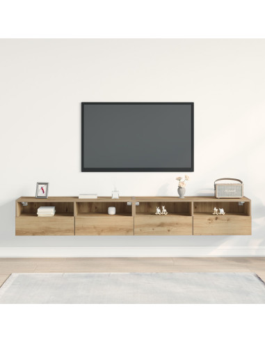 Mobile TV da parete 2 pcs rovere artigianale 100 x 30 x 30 cm