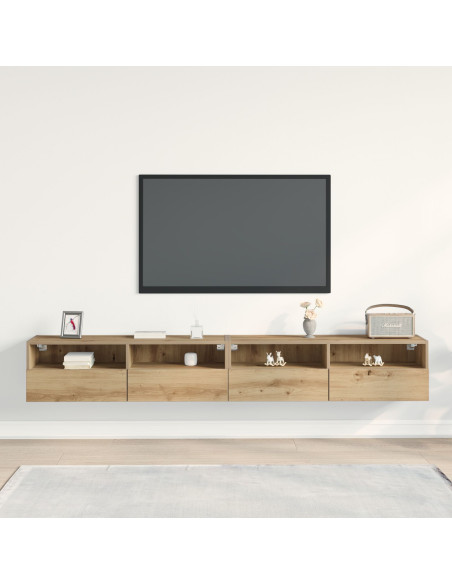 Mobile TV da parete 2 pcs rovere artigianale 100 x 30 x 30 cm
