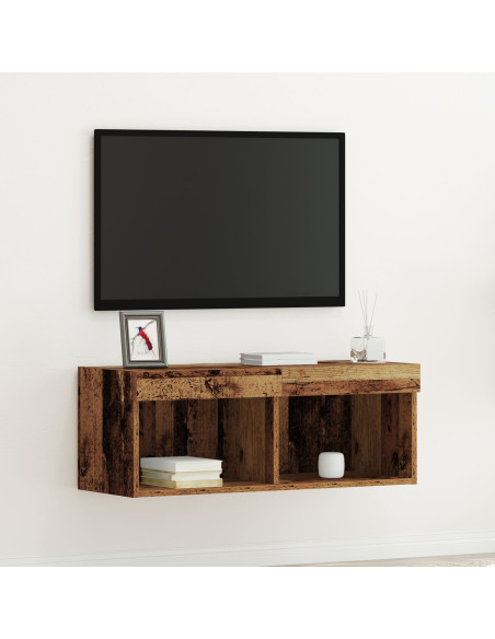Mobile TV  con luci LED in legno vecchio 80x30x30 cm