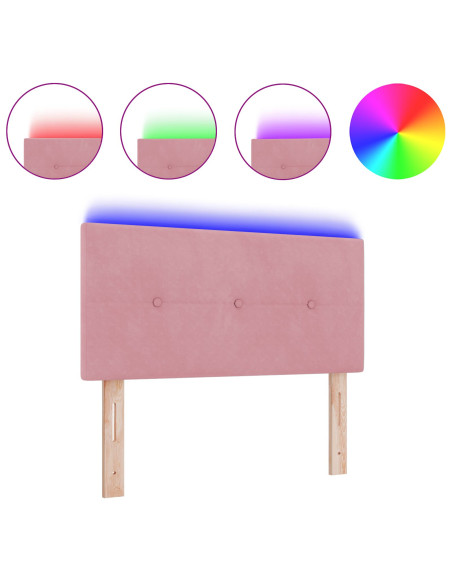 Testiera LED  Button Tufted Rosa 100 cm Velluto