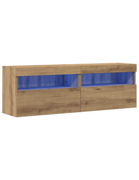 Armadi per TV  con luci LED 2 pz Rovere Artigianale 60x30x40 cm