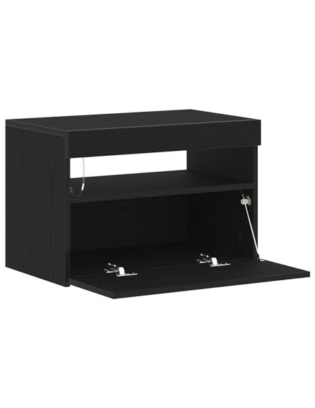 Mobile per TV  con luci LED Rovere Nero 60x35x40 cm in legno ingegnerizzato