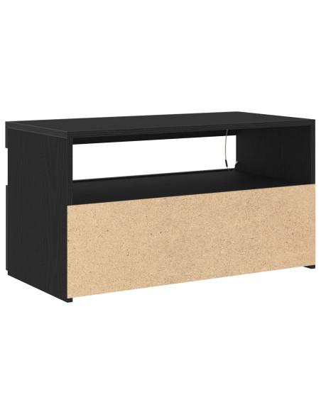 Mobile TV  con luci LED, Nero Rovere, 75x35x40 cm, in legno ingegnerizzato