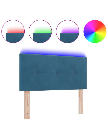 Testata LED  Panna blu scuro 90 cm in velluto