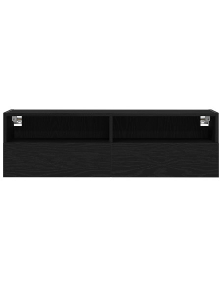 Armadi da Muro per TV 2 pz Nero Rovere 100x30x30 cm Legno Ingegnerizzato