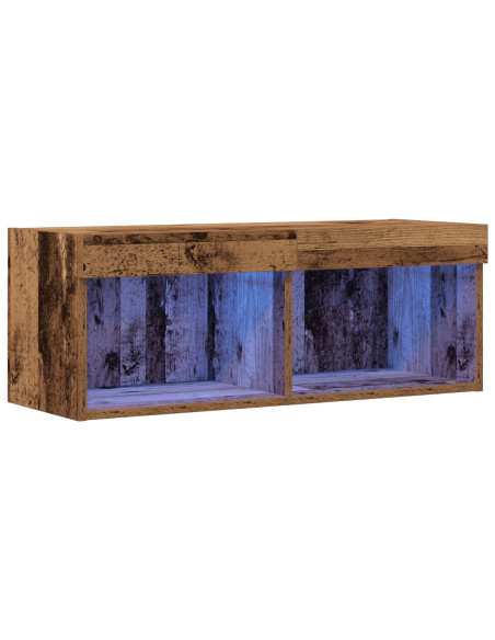 Mobile TV  con luci LED in legno vecchio 80x30x30 cm