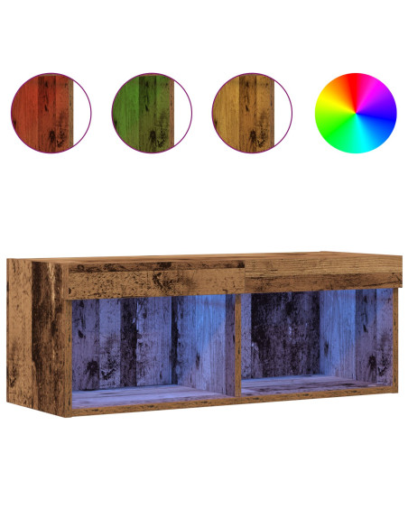 Armadi per TV  con luci LED 2 pz Legno antico 80x30x30 cm