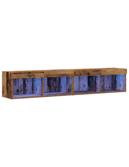 Armadi per TV  con luci LED 2 pz Legno antico 80x30x30 cm