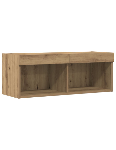 Mobile TV  con luci LED Rovere Artigianale 80x30x30 cm