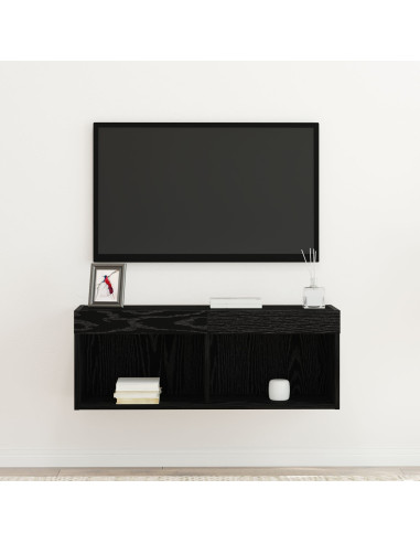 Set mobile TV Rovere Nero 80 x 30 x 30 cm Legno multistrato