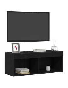 Set mobile TV con led 2 pcs Rovere nero 80 x 30 x 30 cm 2