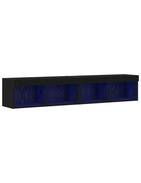 Cabinet TV  con luci LED 2 pz Nero Rovere 80x30x30 cm