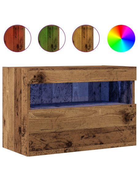 Mobile TV  con luci LED in legno vecchio 60x30x40 cm