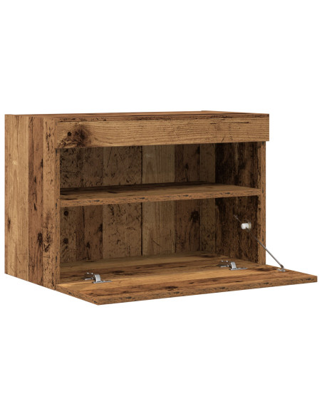 Mobile TV  con luci LED in legno vecchio 60x30x40 cm