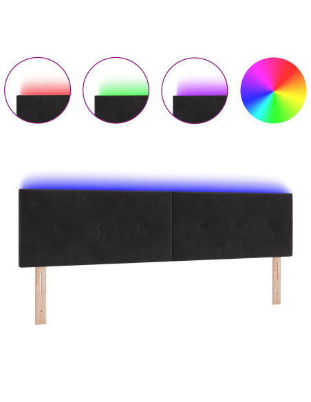 Testiera LED con luci a strisce a LED Nero 180 cm Poliestere