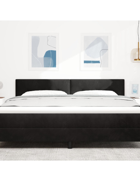 Testiera LED  con bottoni trapuntati nera 90 cm in velluto