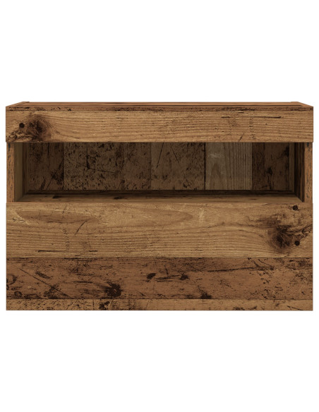 Mobile TV  con luci LED in legno vecchio 60x30x40 cm
