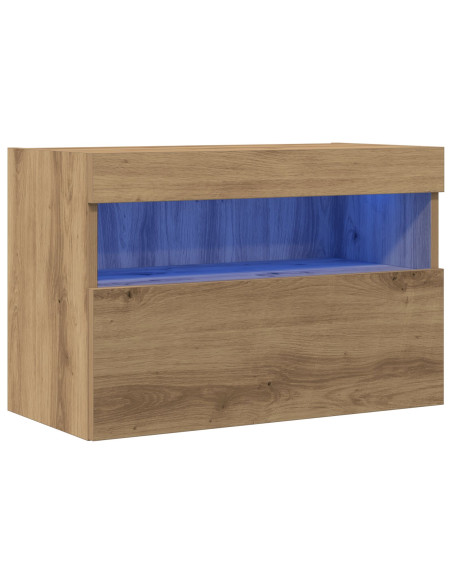 Mobile TV  con luci LED Rovere Artigianale 60x30x40 cm
