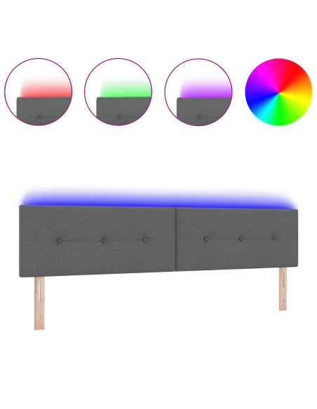 Testata LED  Button Tufted Grigio scuro 100 cm Tessuto