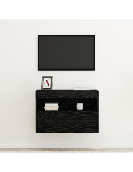 Mobile TV  con luci LED Rovere Nero 60x30x40 cm
