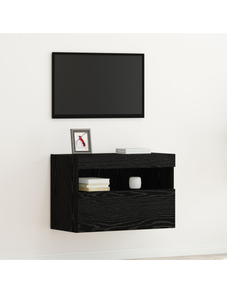Mobile TV  con luci LED Rovere Nero 60x30x40 cm