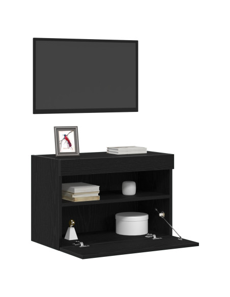 Armadi per TV  con luci LED 2 pcs Nero Rovere 60x30x40 cm