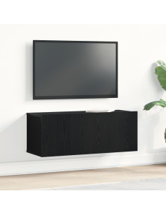 Mobile TV Rovere Nero 80 x 30 x 30 cm Legno multistrato 2