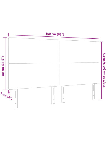 Testiera LED con luci a strisce a LED Crema 160 cm Poliestere