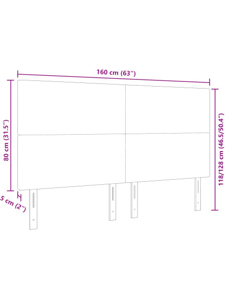 Testiera LED con luci a strisce a LED Crema 160 cm Poliestere