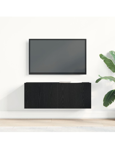 Mobile TV Rovere Nero 80 x 30 x 30 cm Legno multistrato