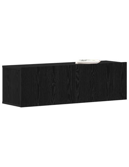 Mobile TV a muro in legno finto rovere nero 100x30x30 cm