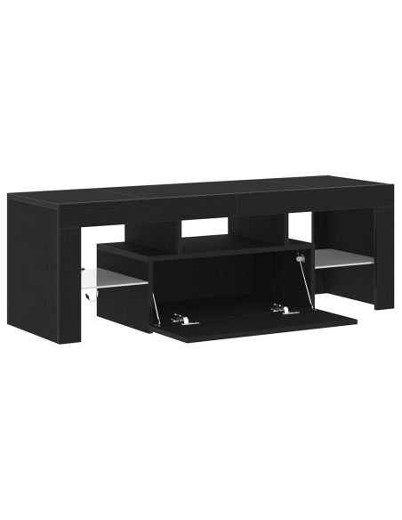 Mobile TV  con luci LED - Nero Rovere 120x35x40 cm