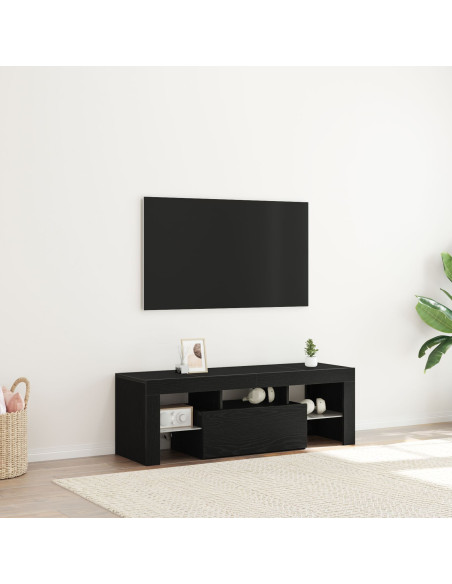 Mobile TV  con luci LED - Nero Rovere 120x35x40 cm