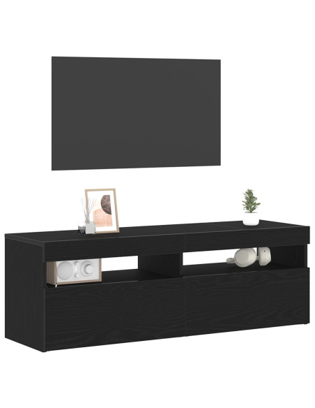 Mobile TV con LED Nero Rovere 120x35x40 cm Legno ingegnerizzato