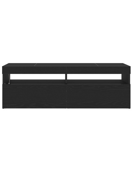 Mobile TV con LED Nero Rovere 120x35x40 cm Legno ingegnerizzato