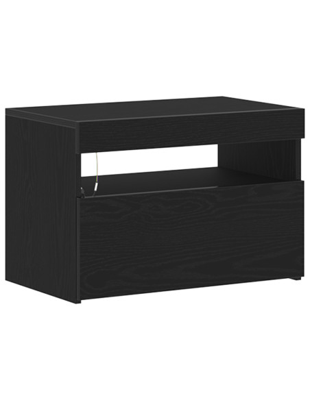 Mobile per TV  con luci LED Rovere Nero 60x35x40 cm in legno ingegnerizzato