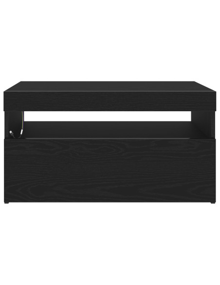 Mobile TV  con luci LED, Nero Rovere, 75x35x40 cm, in legno ingegnerizzato