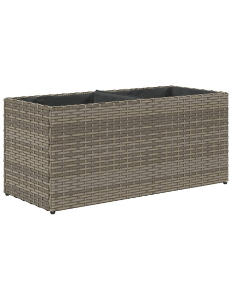 Fioriere da Giardino con 2 Vasi Grigie 72x30x32 cm Polyrattan