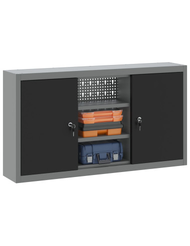 Mobile per attrezzi con blocco Nero e Grigio 50 x 20 x 55 cm