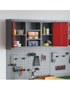 Mobile per attrezzi con blocco Rosso e Grigio 50 x 20 x 55 cm