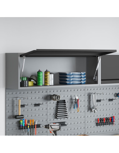 Mobile per attrezzi Nero e Grigio 100 x 25 x 35 cm