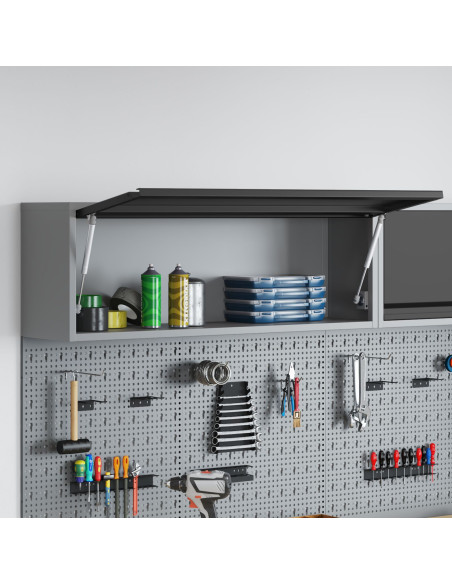 Mobile per attrezzi Nero e Grigio 100 x 25 x 35 cm