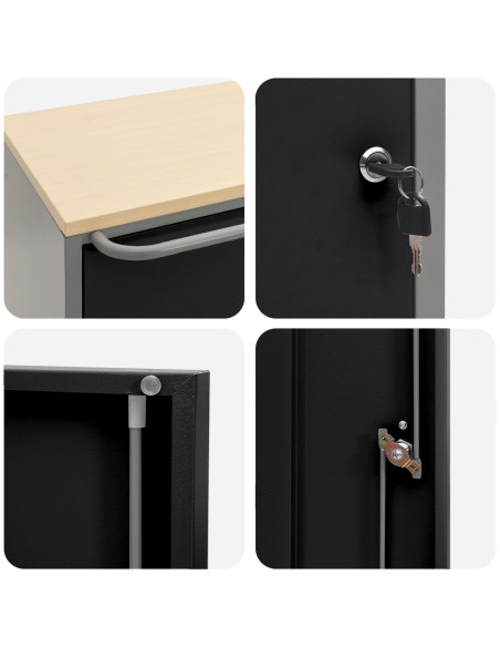 Armadio Portattrezzi  con Ruote e Chiusura Nero 75x45x85 cm Acciaio